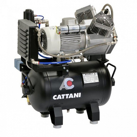 Cattani 30-160 - безмасляный компрессор для двух стоматологических установок, c кожухом, c осушителем, с ресивером 30 л (160 л/мин)